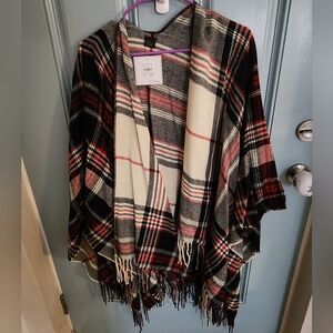Plaid Fringe Shawl